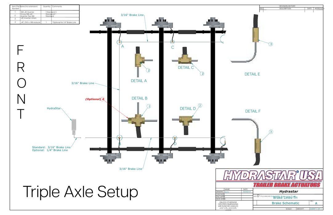 Hydrastar® 10K  Axles, 8 Lug Dual Wheel, Triple Axle Trailer Disc Brake Kit {E10K-TR-DW} - Dexter Axle / Lippert