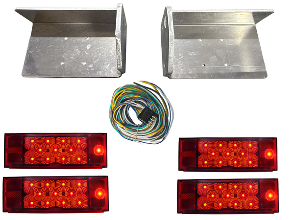 Aluminum DOUBLE Tail Light Housing, HEAVY DUTY, Step and Transom Tie Down, Bolt On, 8" Light Kit