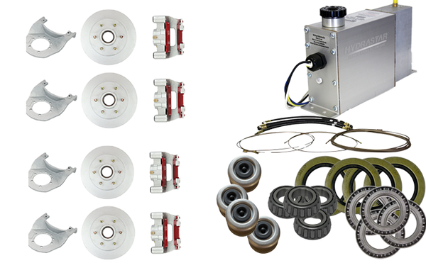 Hydrastar 6K Axles, 6 Lug Integral Tandem Axle Trailer Disc Brake Kit (1/2")