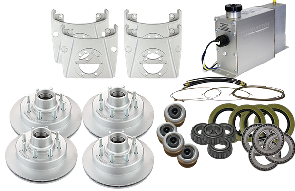 Hydrastar 7K Axles, 8 Lug Integral Tandem Axle Trailer Disc Brake Kit (1/2")