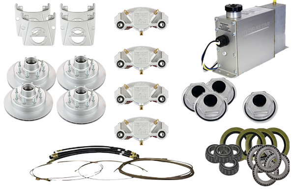 Hydrastar 7K Axles, 8 Lug Integral Tandem Axle Trailer Disc Brake Kit (9/16")