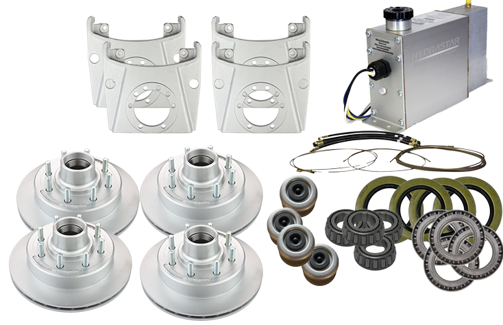 Hydrastar® 7K  Axles, 8 Lug Integral Tandem Axle Trailer Disc Brake Kit (1/2") {E7K-T1}