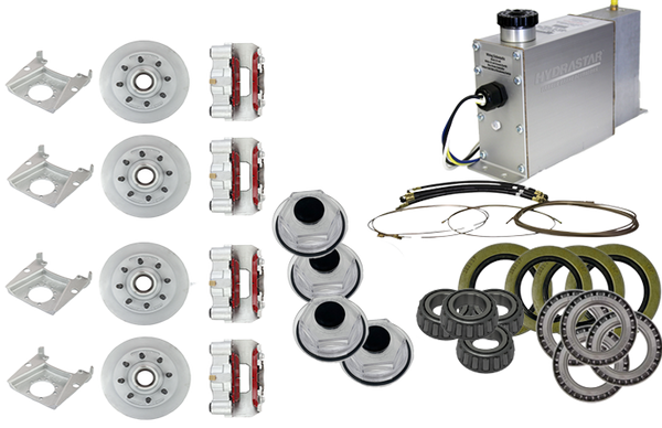 Hydrastar 7K Axles, 8 Lug Integral Tandem Axle Trailer Disc Brake Kit (5/8")