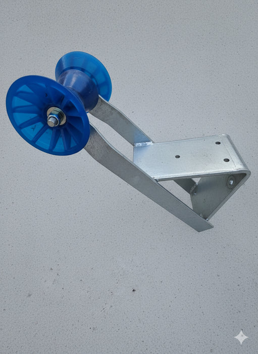 Winch Seat Top - Fits 3" Post, Heavy Duty - Assembly with Blue Roller and End Bells- Hot Dipped Galvanized