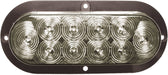 JAMMY 6" oval surface mount LED tail light, clear lens, red diodes — J-66-FRC