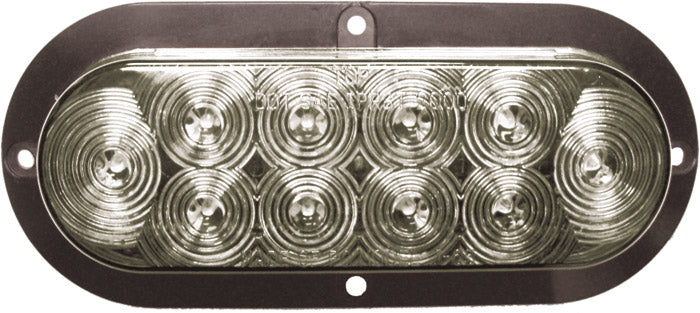 JAMMY 6" oval surface mount LED tail light, clear lens, red diodes — J-66-FRC