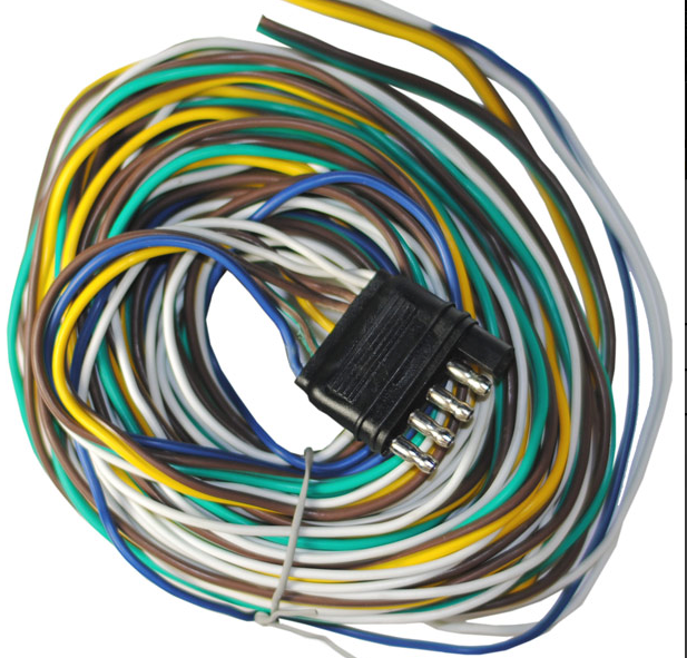 5 Way Flat Wiring Harness, 35 Foot, Full Ground, (Brown, Green, Yellow, Blue, White) - Hydrastar