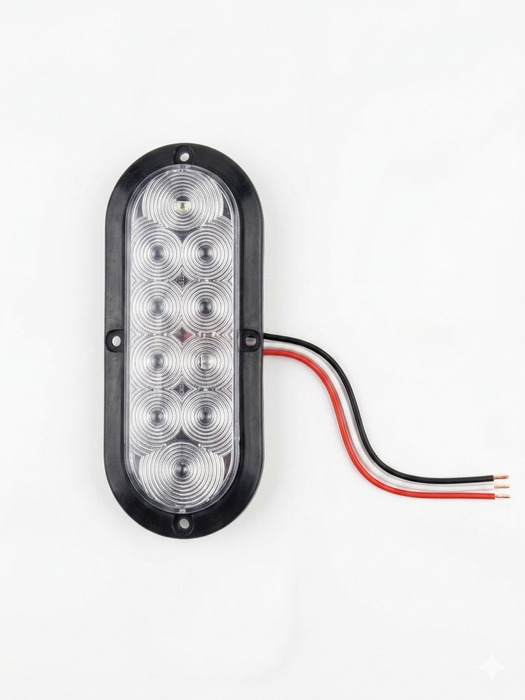 Tail Light 6" Oval, Surface Mount, Clear Lens, RED DIODES Sealed / Hardwire - Hydrastar