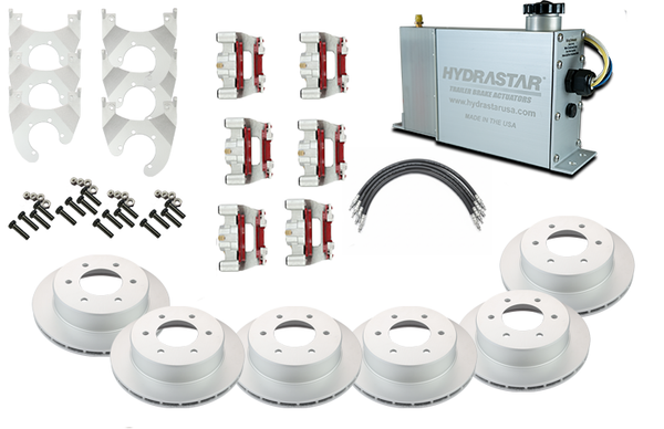 Hydrastar Marine Hydrastar 6K Axles, 6 Lug Slip Over Triple Axle Trailer Disc Brake Kit (1/2")