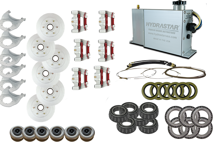 Marine Hydrastar® 6K  Axles, 6 Lug Integral Triple Axle Trailer Disc Brake Kit (1/2") {M6K-TR1}