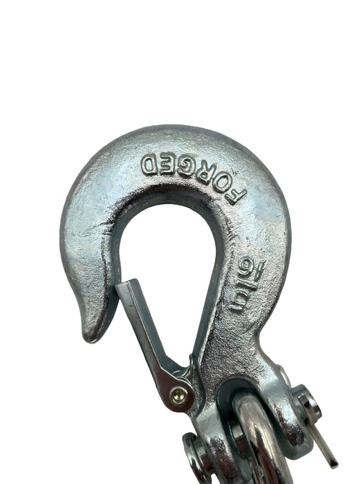 Safety Chain 5/16" X 35" Grade 43 with Clevis Hook and Safety Latch - 11,200lbs, Zinc Fnish - Hydrastar