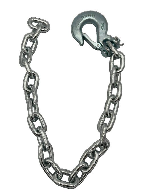 Safety Chain 3/8" X 35" Grade 43 with Slip Hook and Safety Latch - 16,200lbs, Zinc Finish - Hydrastar