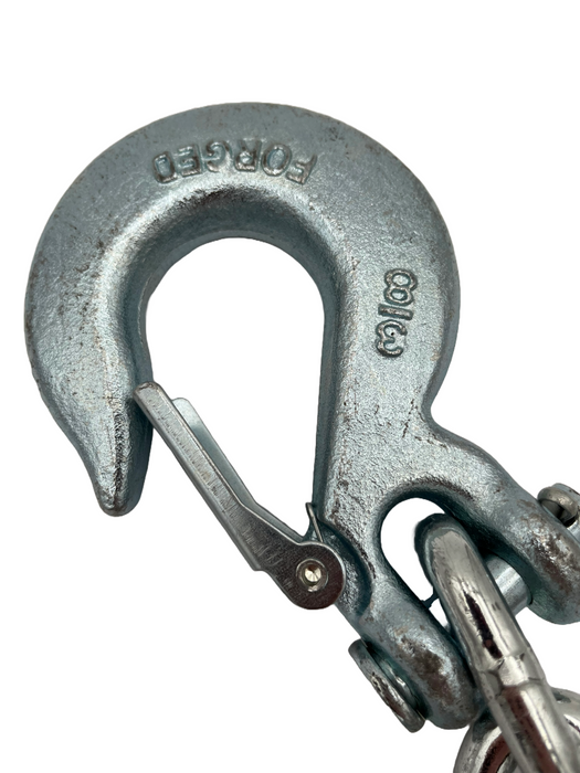 Safety Chain 3/8" X 35" Grade 43 with Slip Hook and Safety Latch - 16,200lbs, Zinc Finish - Hydrastar