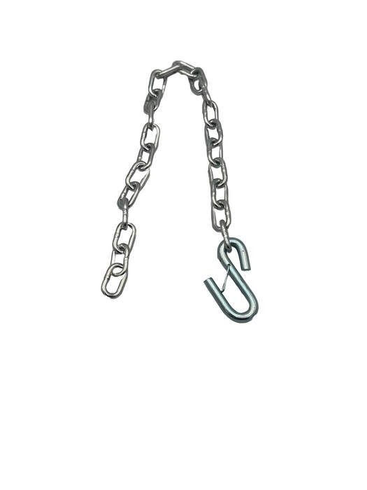 Safety Chain 1/4" X 30" Grade 30 with S Hook and Safety Latch - 5,200lbs, Zinc Finish - Hydrastar