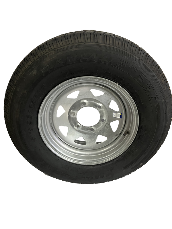 Hydrastar Tire and Wheel Assembly, ST225/75R15, Load Range E, 10 Ply, 6 on 5.5", Galvanized Wheel