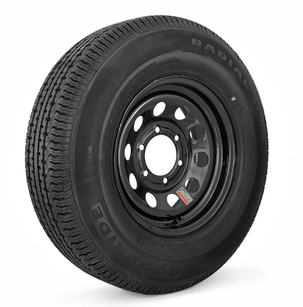 Hydrastar Tire and Wheel Assembly, ST225/75R15, Load Range E, 10 Ply, 6 on 5.5", Black Wheel