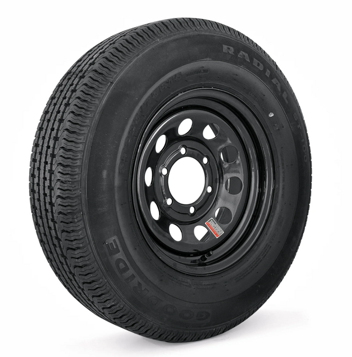 Tire and Wheel Assembly, ST225/75R15, Load Range E, 10 Ply, 6 on 5.5", Black Wheel - Hydrastar