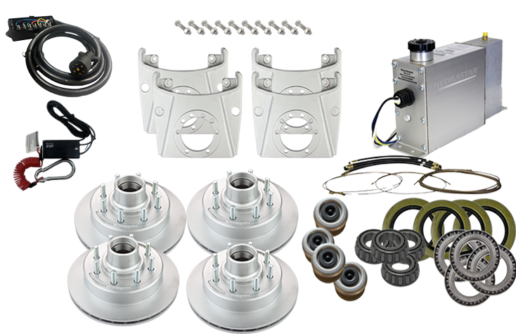 Hydrastar® 7K  Axles, 8 Lug Integral Tandem Axle Trailer Disc Brake Kit (1/2") {C7K-T1}