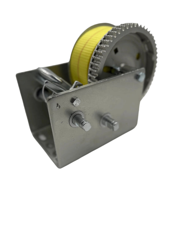 Hydrastar Marine Boat Trailer Winch HD - 2500lbs Capacity - 2" Yellow Strap - 2 Speed - Clip On Handle