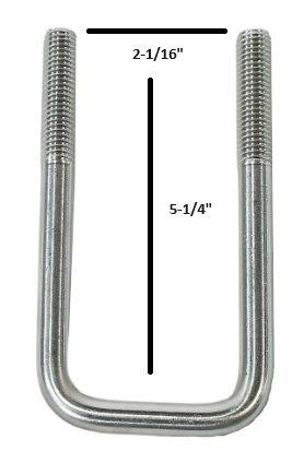 Stainless Steel Ubolt, 1/2-13" x 2-1/16" x 5-1/4" - Hydrastar