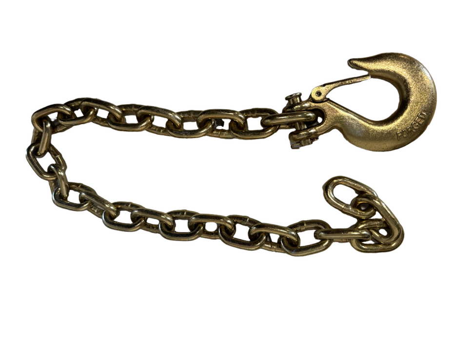 Safety Chain 3/8" X 39" Grade 70 with Slip Hook and Safety Latch - 26,400bs, Zinc Finish