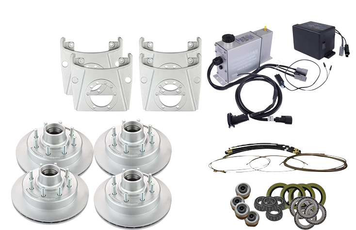 Hydrastar Plug & Play 7K Axles, 8 Lug Integral Tandem Axle Trailer Disc Brake Kit (1/2")
