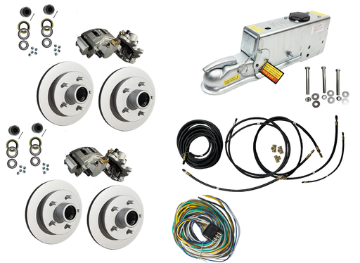 Hydrastar® MEHER 3.5K Axles, 5 Lug Integral Tandem Axle Trailer Disc Brake Kit-Complete (1/2") {#S66KMH3-T1} - Hydrastar
