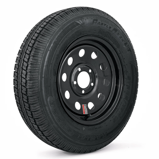 Tire and Wheel Assembly, ST205/75R15, Load Range D, 8 Ply, 5 on 4.5", Black Steel Wheel - Hydrastar