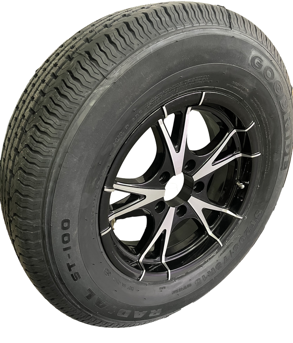 Hydrastar Tire and Wheel Assembly, ST205/75R15, Load Range D, 8 Ply, 5 on 4.5", Aluminum Wheel