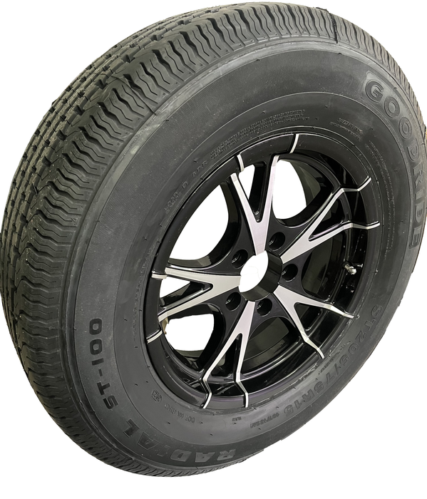 Tire and Wheel Assembly, ST205/75R15, Load Range D, 8 Ply, 5 on 4.5", Aluminum Wheel - Hydrastar