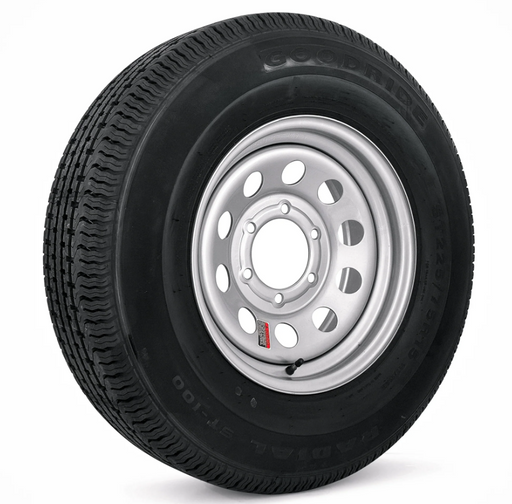 Tire and Wheel Assembly, ST225/75R15, Load Range E, 10 Ply, 6 on 5.5", Silver Steel Wheel - Hydrastar