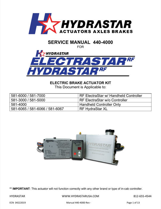 ElectraStar RF Manual